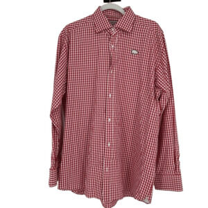 Scott James Mens Button Up Shirt Size XL Checkered Pig Patch Red White Preppy
